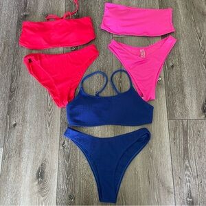 NWOT SHEIN 3 Bikini sets Size Medium  Pink, Blue, Red